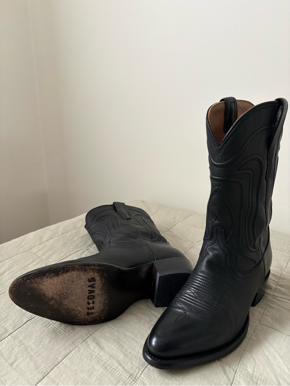 Tecovas Black Leather Womens Western Boots - Picture 4 of 7